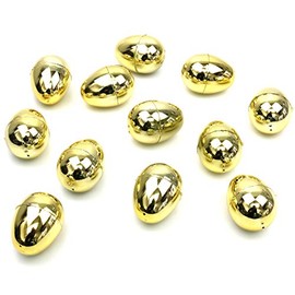 By Robelli 12 x Golden Metallic Gold Lucky Plastic Filler Easter Egg Hunt Eggs