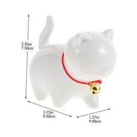 iplusmile Cute Ceramic Cat Ornament with Bell Unique Desktop Decor for Cat Lovers for Office Home Decoration for Friends and Family