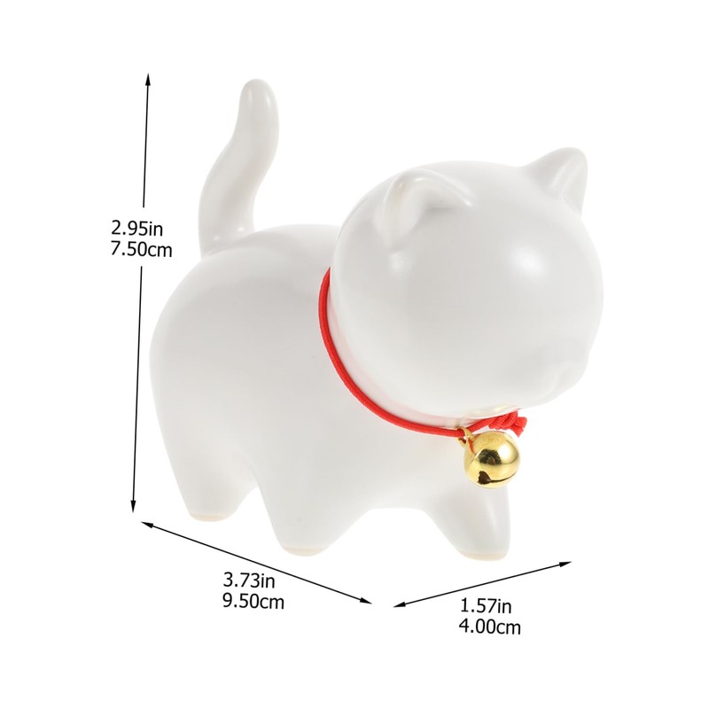 iplusmile Cute Ceramic Cat Ornament with Bell Unique Desktop Decor