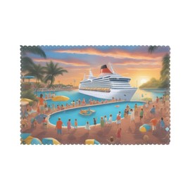 WHJYMX Pool Party Cruise Ship Printed Placemats Plate mat 12x18in 6 Pieces Set Table Decoration Suitable for Gatherings Family use
