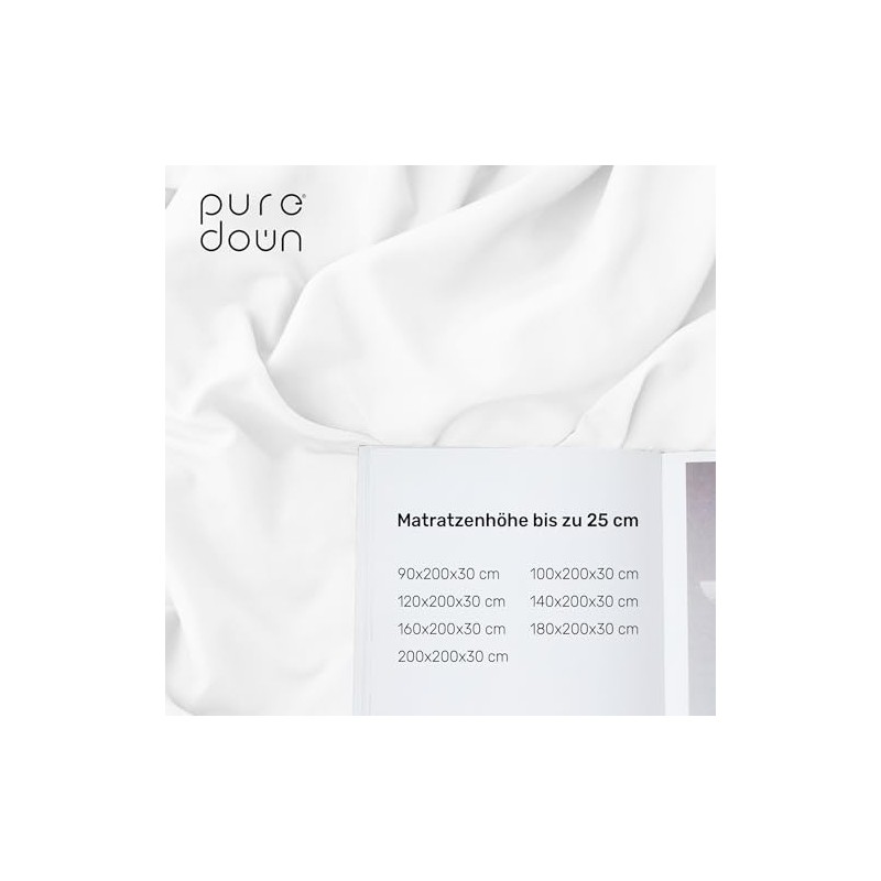 puredown Set of 2 Fitted Sheets 90 x 200 cm