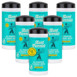 Aunt Fannie's Natural Cleaning Vinegar Wipes, Multipurpose Surface Cleaner, Bright Lemon Scent, 35 Count (Pack of 6)