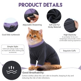 Cat Pajamas for Cats Only, Sticky Hair Cat Clothes, Sphynx Hairless Cats Sweater, Cat Onesie for Cats After Surgery Female Male, Prevent Lost Hair Kitten Onesie Shirts Costumes Outfits for Pet