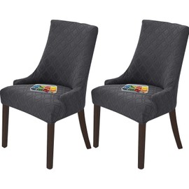 Foribyw 2Pcs Wingback Chair Covers Soft Dining Chair Slipcover Wear Resistant Stretch Full Wingback Chair Protection Removable Wing Chair Slipcovers for Dining Room Banquet Party Decor(Grey)