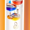 Icy Galileo Thermometer Wooden Frame Orange 28