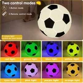 Soccer Silicone Night Light, Adorable Rechargeable Silicone Novelty Bedside Touch Lamp, 9 Colors with Timing Function, Soft Bedside Pat Table Lamp, Cute Room Decor Gift for Kids(Soccer)