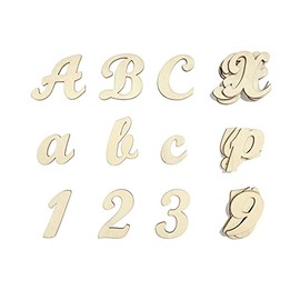 2 Inch 458 Pcs Wooden Cursive Letters Numbers Crafts Unfinished Wood Alphabet Letters ABCs Numbers 0-9 with Extras for Wall Decor