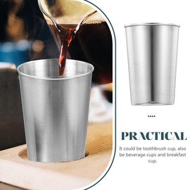 SOLUSTRE Stainless Steel Water Tumbler Cup for Bathroom and Home Use Brushed Silver Mouthwash Beverage Cup Multi Use Easy to Clean for Parties and Everyday Drinks