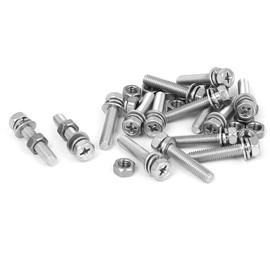 TA-VIGOR M5 x 25mm Stainless Steel Hex Head Bolts Nuts Washers Set, Silver Tone Fastener Kit for DIY, Machinery Repair Equipment Assembly 3D Printing Projects, 15 Sets