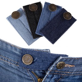 YFFSFDC Waist Adjustment Buttons, Set of 4, Waist Extender, Waist Adjustment, Adjustment Buttons, Suitable for Skirts and Jeans, Denim 4 Colors