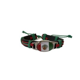 moonskuu Pack of 12 PCS Leather Adjustable Country Flag Bracelet, Patriotic Wristband (Mexico)