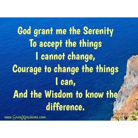 Serenity Prayer Refrigerator Magnet, Blue and Yellow Text on Ocean Photo Magnetic Greeting Card