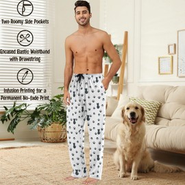 visesunny Men's Pajama Bottoms Cotton Lightweight Cat and Paw Print Casual Lounge Pants with Pockets Soft Sleep Pj for Men