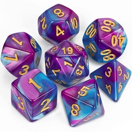 QMAY DND Dice Polyhedral Dice Set - 7 Pieces for Dungeon and Dragons MTG RPG D&D D20, D12, D10, D%, D8, D6, D4 (Blue and Purple)