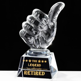 Movdyka Retirement Gifts for Men Women - Crystal Plaque Keepsakes with Thumbs Up Shaped - 2025 Retired Gift for Coworker Boss Teacher Doctor Nurse Friends Happy Retiring Desktop Decor