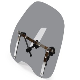 ECOTRIC Universal Tinted Windshield 18"x16" Compatible with Yamaha Honda Suzuki Harley Kawasaki Motorcycle Smoke Windscreen Durable