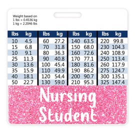 Plifal Nursing Student Badge Buddy Card Holder Nursing Accessories Horizontal ID Name Identification Tags Nurse Work W Height & Weight Conversion Charts