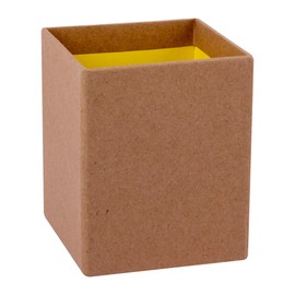 APLI 18693 – Kraft Pencil Holder/Yellow, Fluor Collection. Measurements: 75 x 75 x 90 mm