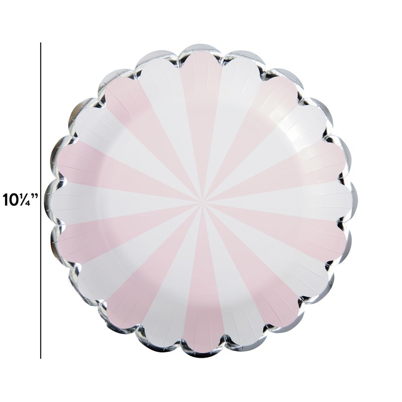 C.R. Gibson TW12-25844 Pink Pinwheel Scallop Edge Disposable Paper Dinner