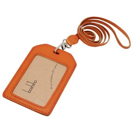 Boshiho ID Card Holder, Vertical, Leather, Stylish, Card Case, Double Sided, ID Card Storage, Commuter Holder, Employee ID Card Case, Name Card Holder, Lanyard Included, Tochigi Leather, Card Holder,