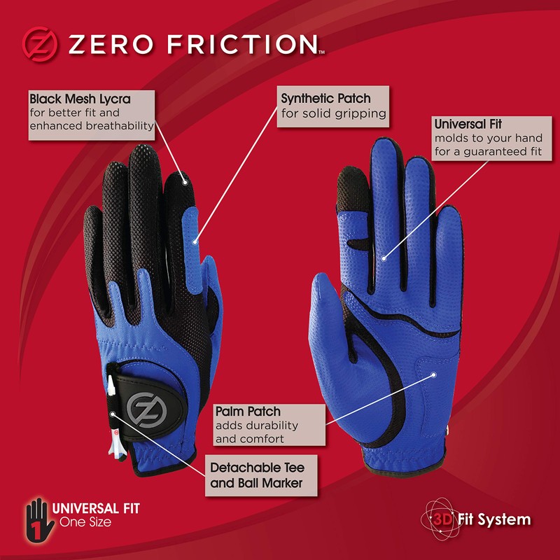 Zero Friction Juniors Performance Left Hand Synthetic Golf Glove, One