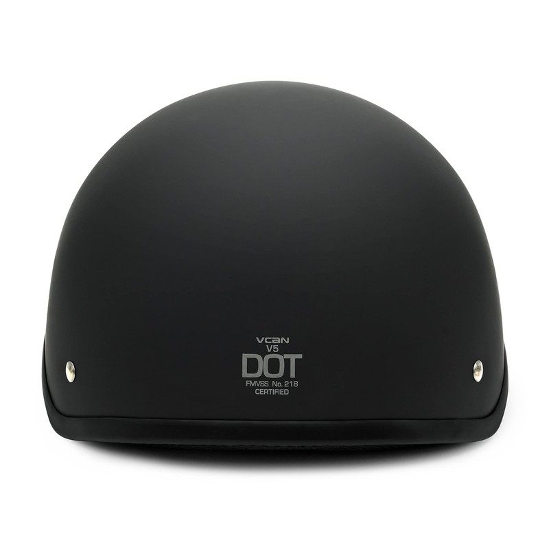 VCAN Cruiser Solid Flat Black Half Face Motorcycle Helmet (Medium)