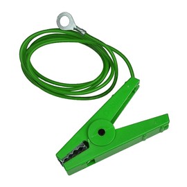 Replacement Live and Earth Connection Leads For Electric Fence Energiser | Red & Green | Fence and Ground Spares | 100cm Insulated Cable with Crocodile Clip | M8 Eyelet | Stainless Steel Teeth (Green)