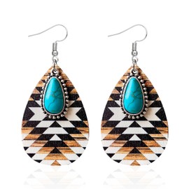 Boho Teardrop Turquoise Earrings for Women Trendy Western Jewelry Earrings Country Concert Nashville Outfits for Women