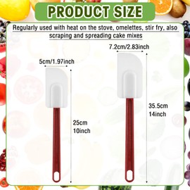 Lounsweer 2 Pcs Rubber Spatula Heat Resistant Silicone Spatula Scraper 10 Inch 14 Inch Commercial Baking Spatulas Set for Kitchen Use Cooking Silicone Cooking Utensils Sets