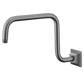 SEABEFORE 13" Gooseneck (S-Shape) Shower Arm Brushed Nickel Shower Head Extension with Unique Flange, Standard 1/2" Connection