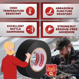 XFasten Wire Harness Tape, 3/4-Inch x 50-Foot, High Temp Wiring Loom Harness, Self-Adhesive Felt Cloth Electrical Tape for Automotive Engines, Noise Dampening, and Cable Protection