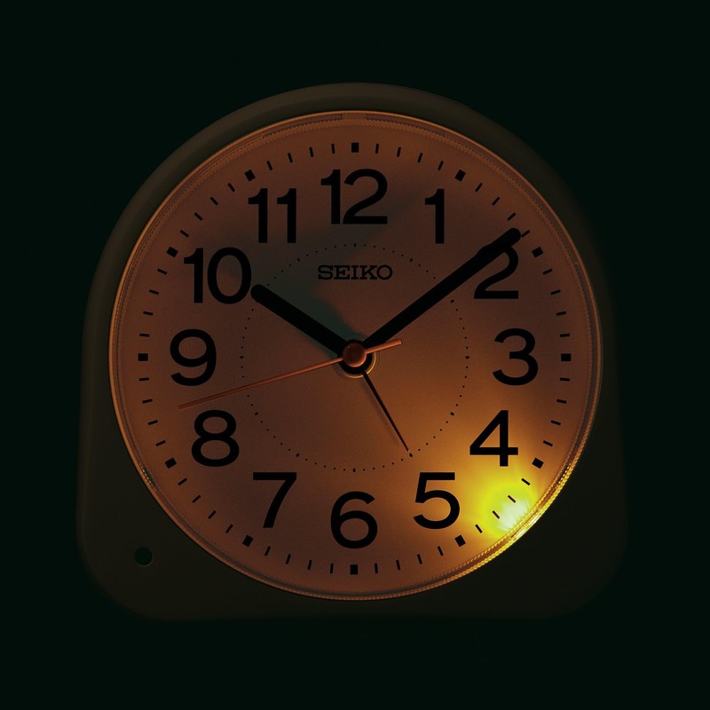 Seiko Clock KR525W Alarm Clock, Analog Clock, Night Visible, White,