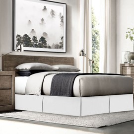 Empyrean Bedding Bed Skirts King Size - King Bed Skirts with 8 Pins - Dust Ruffles King – Microfiber King Size Bed Skirt - King Size Bed Skirts 14 Inch Drop – White