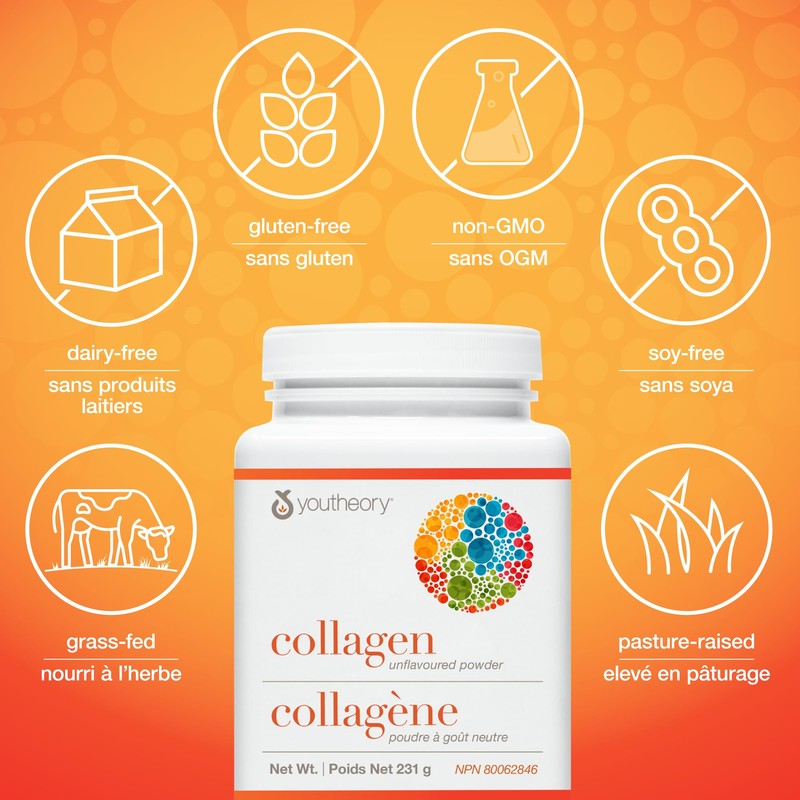 Youtheory Collagen Powder with Vitamin C and Biotin, Hydrolyzed Formula