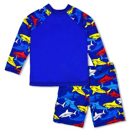Boys Two Piece Rash Guard Swimsuits Kids Long Sleeve Sunsuit Swimwear Sets 7T