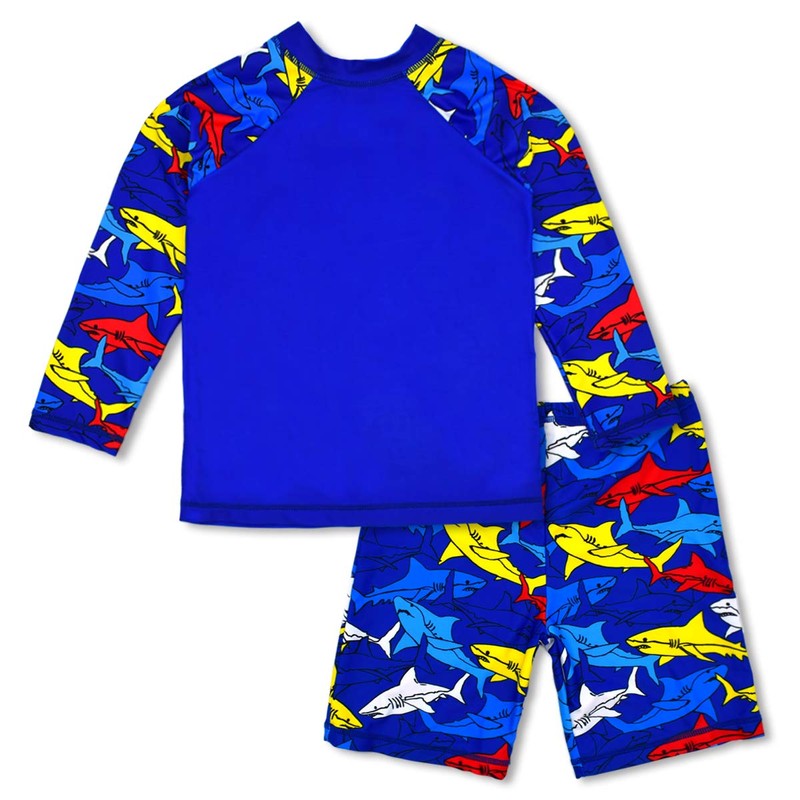 Boys Two Piece Rash Guard Swimsuits Kids Long Sleeve Sunsuit