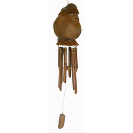 Hand Carved Large Beautiful Bamboo Coconut Monkey FACE Wind Chime