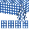4 Pack Blue Gingham Tablecloths, Blue and White Checkered Tablecloths