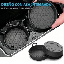 Mythya Posavasos para Coche con Revestimiento de Silicona, Juego de 6 Unidades, Protectores Antideslizantes Universales, Accesorios para el Interior del Coche, Negro y Gris