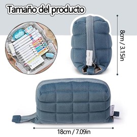 WEZCHUGHAOL Gran Capacidad Estucheras Lapiceras Aesthetic Felpa Estuche para Lápices Pequeña Bolso Acolchado Mujer Bolsas para Bolis Puede Abrir Completamente y Alicatar (Azul)