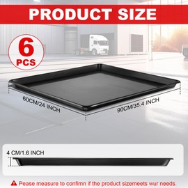 Teodute 6Pcs Extra Large Car Oil Drip Pan- 35.4 x 24 x1.6 Inches Oil Drain Pan for Oil Change- Oil Drip Tray for Under Car Plastic Oil Tray, Oil Catch Pan Replacement Tray to Keep Garage Floor Clean