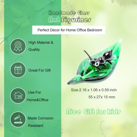 OYOYTLGX Tiny 2.16" Long Ant Figurine - Miniature Hand Blown Glass Pismire Insect Colorful Crystal Animals Statue Decorative Collectible Figurines Décor Gifts