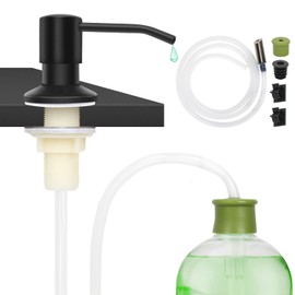 Tesrin Dish Soap Dispenser for Kitchen Sink Built in Soap Dispenser Pump with 47" Extension Tube Kit Matte Black