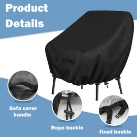 MOZMY Set of 2 Chair Covers, Patio Chair Covers, Garden Chair Cover, Waterproof, 89 x 97 x 74 cm, Oxford Fabric, Protective Cover for Garden Chairs
