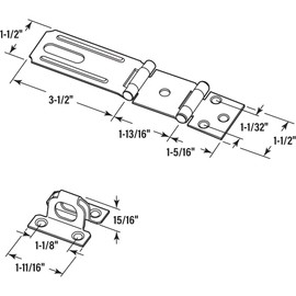 Prime-Line U 117130 Door and Gate Double Safety Hasp Hinge Latch with Fixed Staple 3-1/2 inch with Screws Zinc Plated (Single Pack)