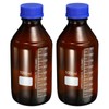 PATIKIL 1000mL Reagent Media Bottle, 2Pcs Round Graduated Glass Storage