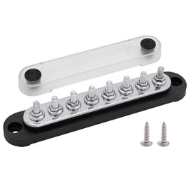 8 x M5 (#10) Studs Power Distribution Block Bus Bar 12V, Ampper 5.9" HD 120A Marine BusBar Battery Distribution Block W/Cover for Car Boat Solar (Black)