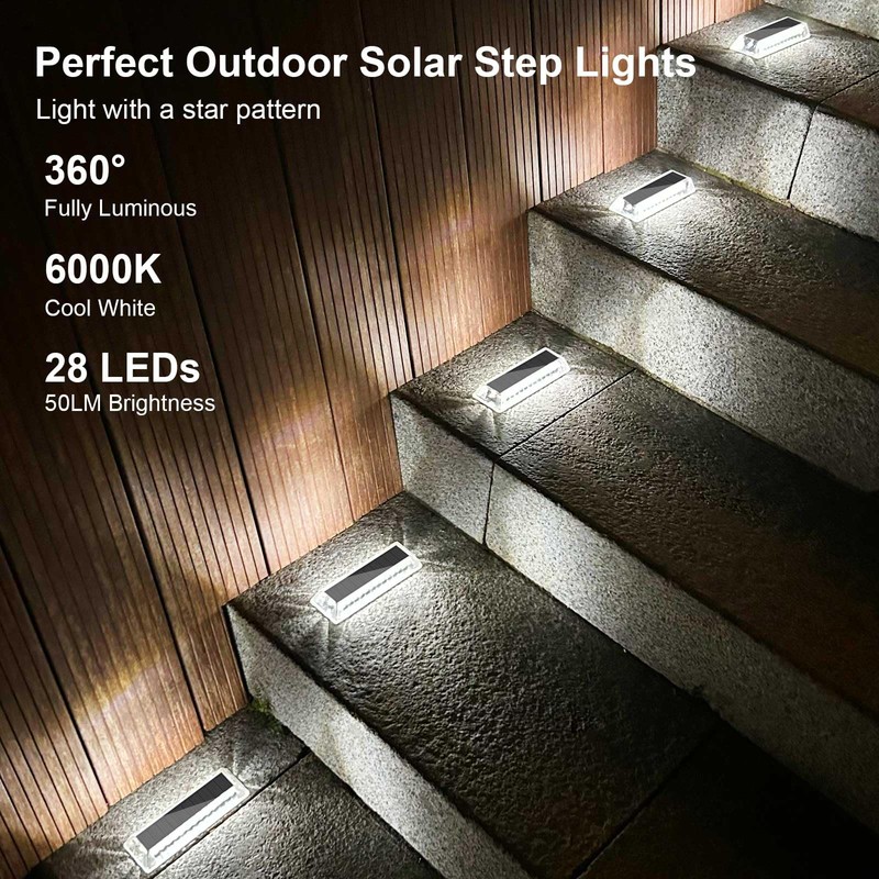 Lacasa Solar Deck Lights, Solar Light Outdoor Waterproof IP68, 8