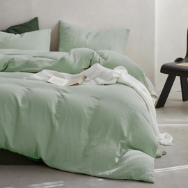 KEAYOO Muslin Cushion Cover 40 x 80 cm, Set of 2, 100% Cotton, Incredibly Soft (Green, 40 x 80 cm)