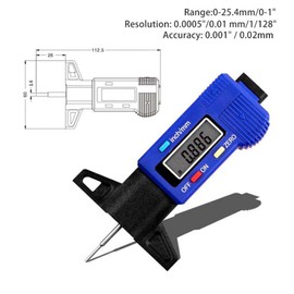 Alioay Digital Tire Groove Depth Gauge Measuring Digital Depth Gauge Small 0-25.4mm (Blue)